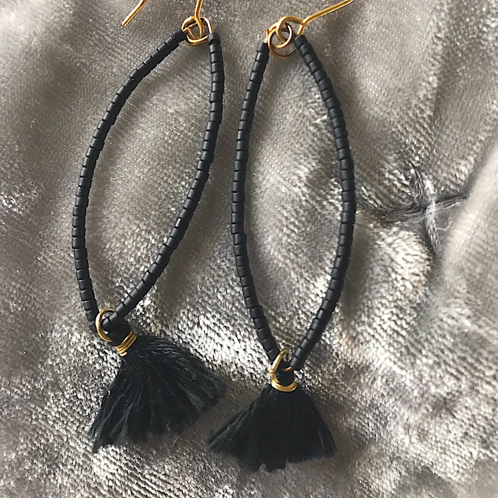 Ratings Dangling black beaded Boho